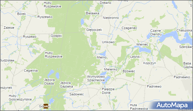 mapa Mielno gmina Mogilno, Mielno gmina Mogilno na mapie Targeo