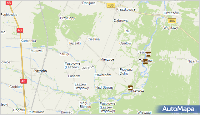 mapa Mierzyce, Mierzyce na mapie Targeo