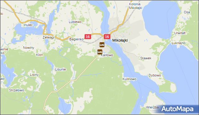 mapa Mikołajki powiat mrągowski, Mikołajki powiat mrągowski na mapie Targeo