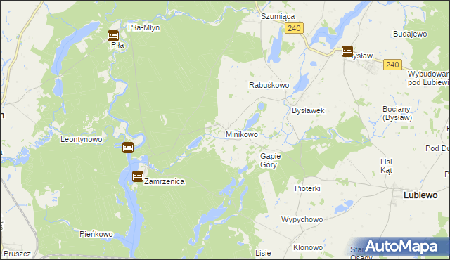 mapa Minikowo gmina Lubiewo, Minikowo gmina Lubiewo na mapie Targeo