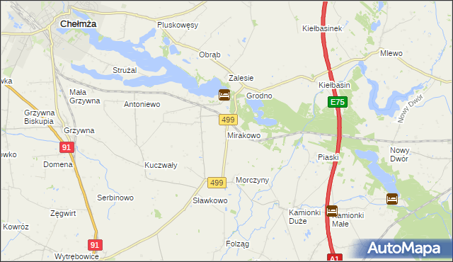 mapa Mirakowo, Mirakowo na mapie Targeo