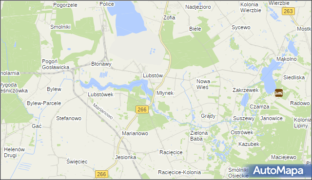 mapa Młynek gmina Sompolno, Młynek gmina Sompolno na mapie Targeo