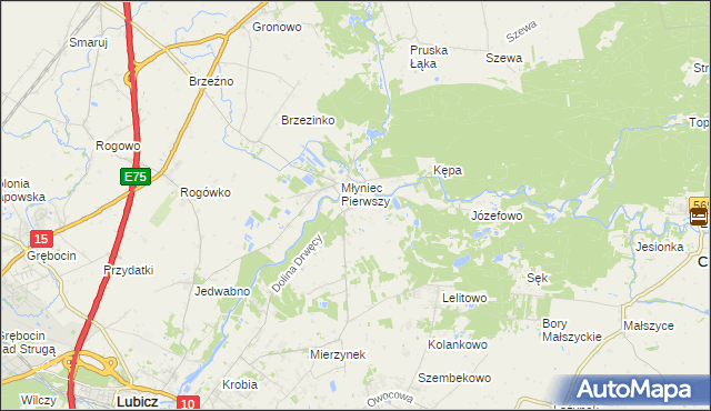 mapa Młyniec Drugi, Młyniec Drugi na mapie Targeo