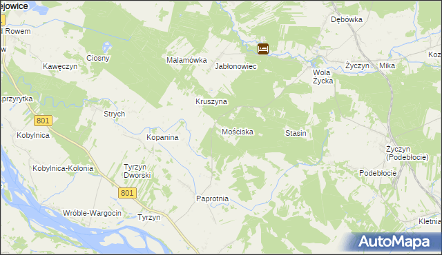 mapa Mościska gmina Trojanów, Mościska gmina Trojanów na mapie Targeo