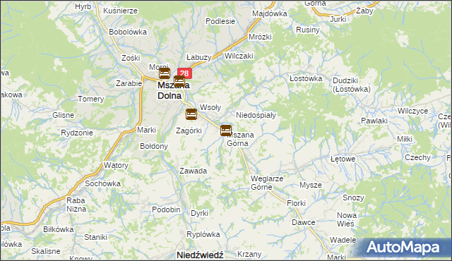 mapa Mszana Górna, Mszana Górna na mapie Targeo