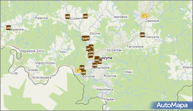 mapa Muszyna, Muszyna na mapie Targeo