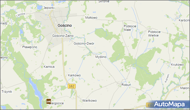 mapa Myślino, Myślino na mapie Targeo