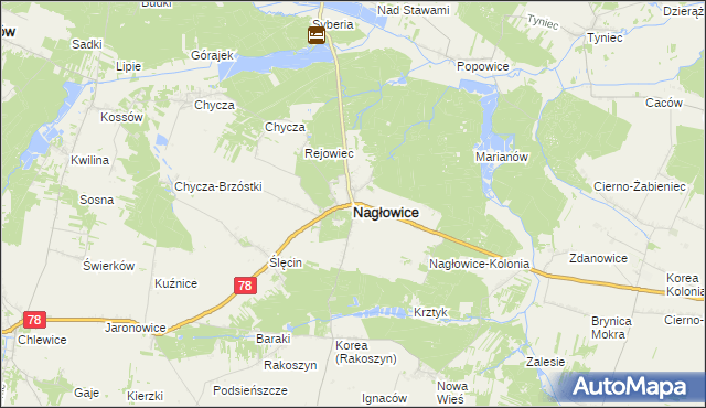 mapa Nagłowice, Nagłowice na mapie Targeo