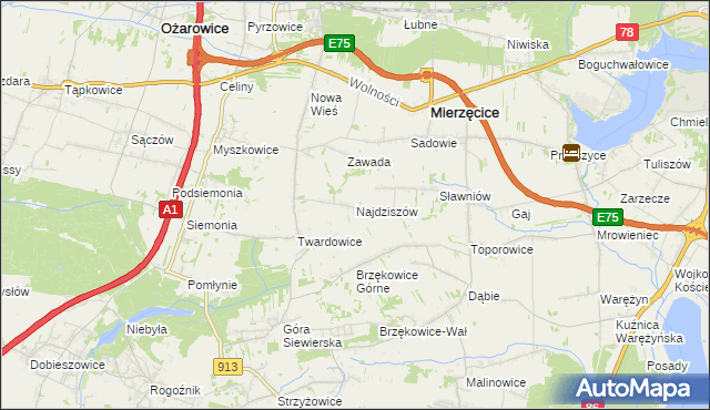 mapa Najdziszów, Najdziszów na mapie Targeo