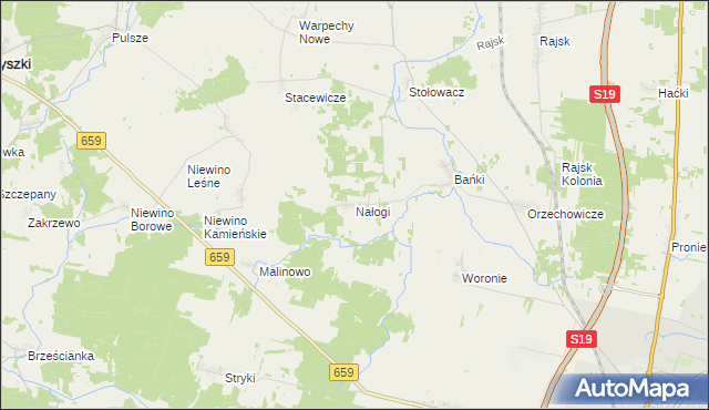 mapa Nałogi, Nałogi na mapie Targeo