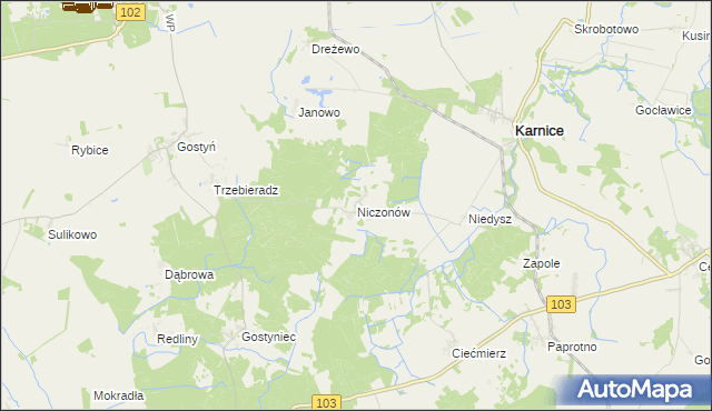 mapa Niczonów, Niczonów na mapie Targeo
