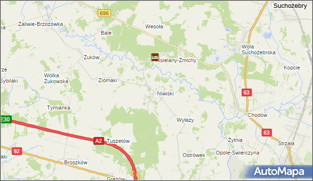 mapa Niwiski, Niwiski na mapie Targeo