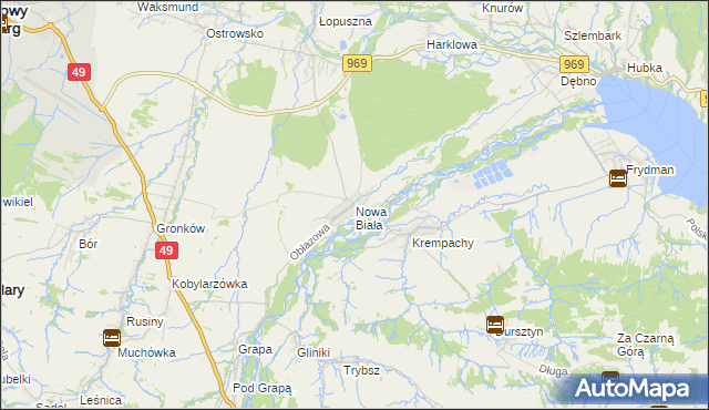 mapa Nowa Biała gmina Nowy Targ, Nowa Biała gmina Nowy Targ na mapie Targeo