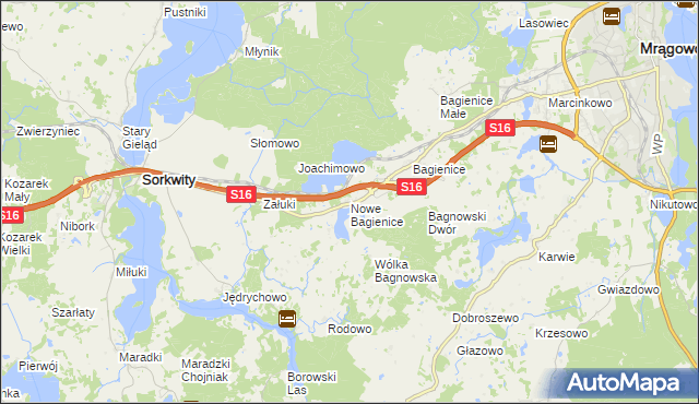 mapa Nowe Bagienice, Nowe Bagienice na mapie Targeo