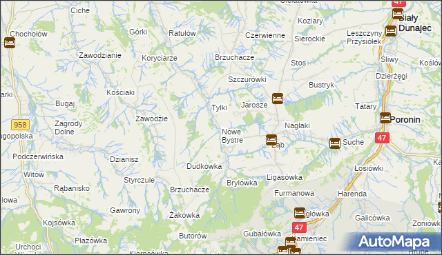 mapa Nowe Bystre, Nowe Bystre na mapie Targeo