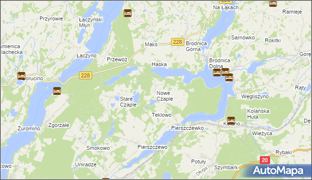 mapa Nowe Czaple gmina Stężyca, Nowe Czaple gmina Stężyca na mapie Targeo