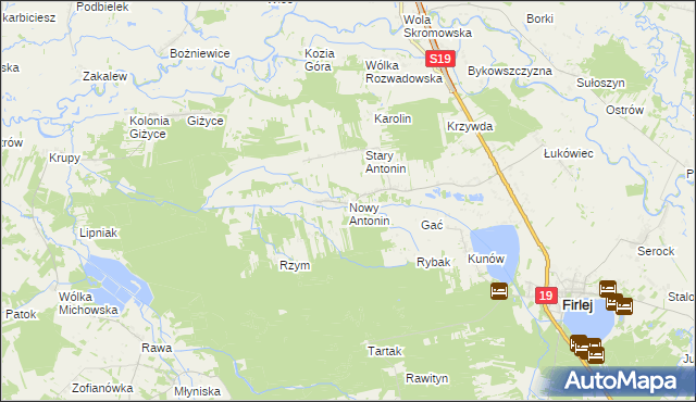 mapa Nowy Antonin, Nowy Antonin na mapie Targeo