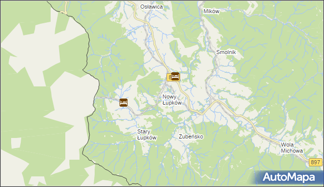 mapa Nowy Łupków, Nowy Łupków na mapie Targeo