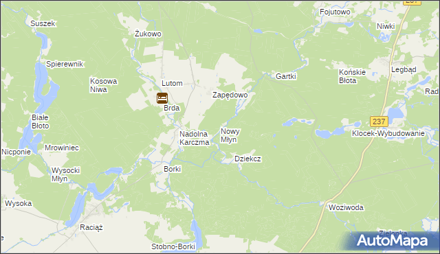 mapa Nowy Młyn gmina Czersk, Nowy Młyn gmina Czersk na mapie Targeo