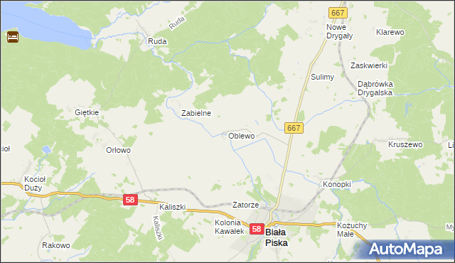 mapa Oblewo, Oblewo na mapie Targeo