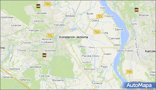 mapa Obory gmina Konstancin-Jeziorna, Obory gmina Konstancin-Jeziorna na mapie Targeo