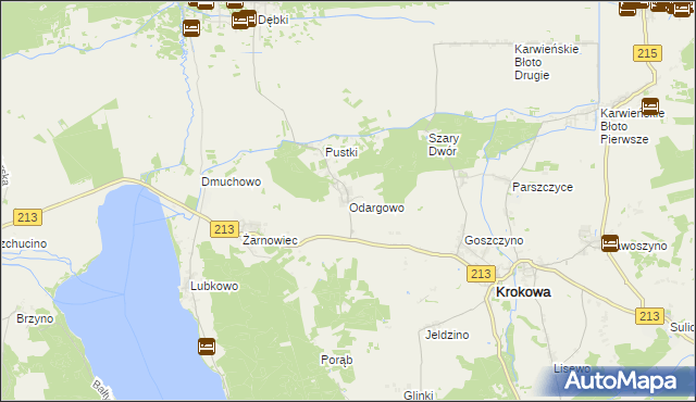 mapa Odargowo gmina Krokowa, Odargowo gmina Krokowa na mapie Targeo