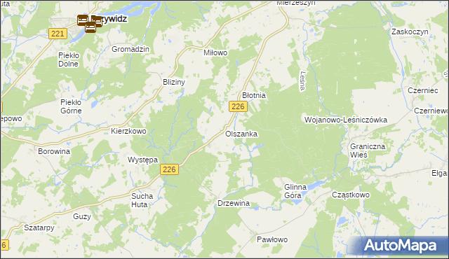 mapa Olszanka gmina Przywidz, Olszanka gmina Przywidz na mapie Targeo