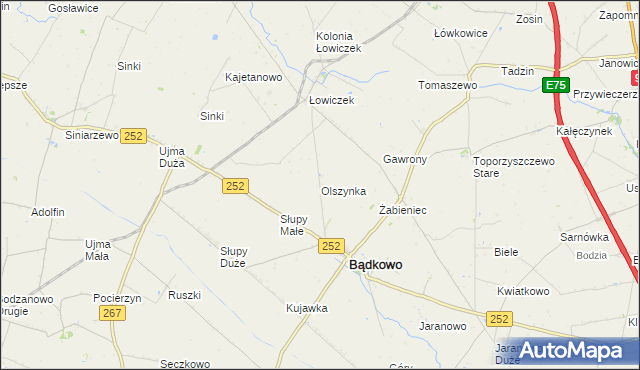 mapa Olszynka gmina Bądkowo, Olszynka gmina Bądkowo na mapie Targeo