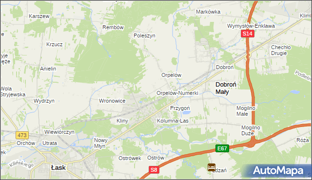 mapa Orpelów-Numerki, Orpelów-Numerki na mapie Targeo