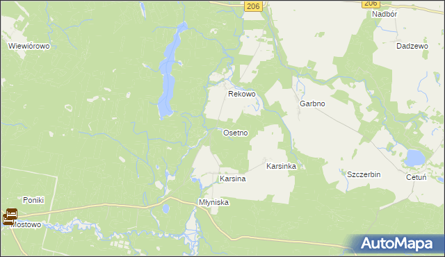 mapa Osetno gmina Polanów, Osetno gmina Polanów na mapie Targeo