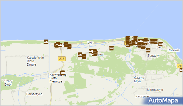 mapa Ostrowo gmina Władysławowo, Ostrowo gmina Władysławowo na mapie Targeo