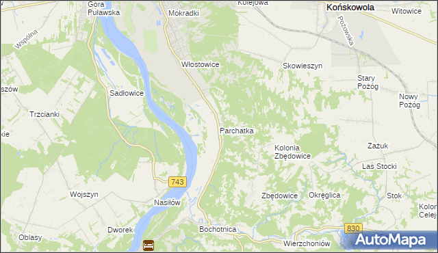 mapa Parchatka, Parchatka na mapie Targeo