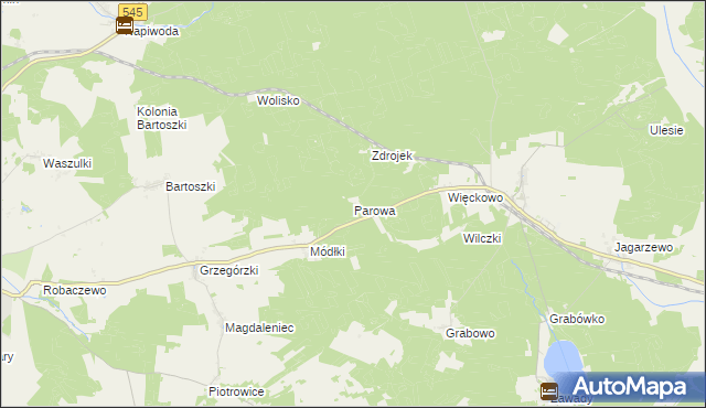 mapa Parowa gmina Nidzica, Parowa gmina Nidzica na mapie Targeo