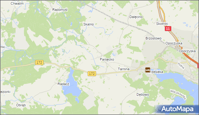 mapa Parsęcko, Parsęcko na mapie Targeo