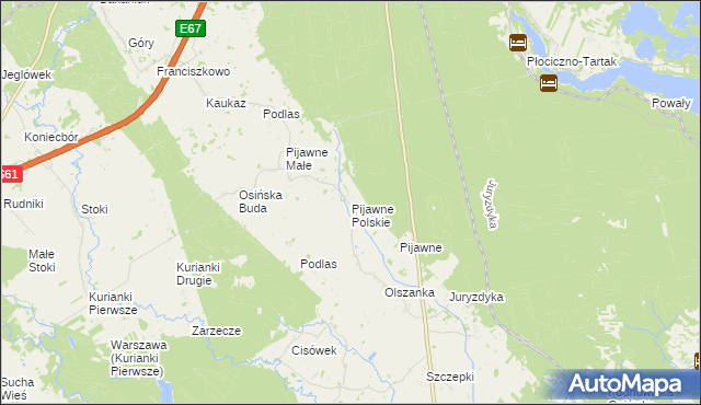 mapa Pijawne Polskie, Pijawne Polskie na mapie Targeo