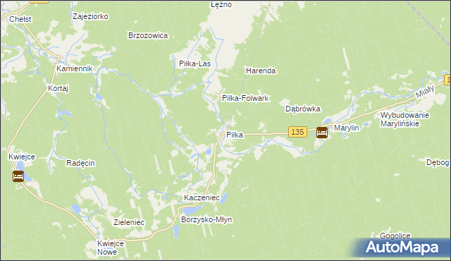 mapa Piłka gmina Drawsko, Piłka gmina Drawsko na mapie Targeo