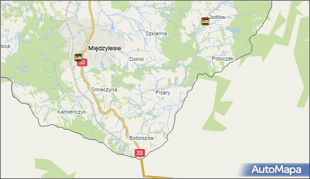 mapa Pisary gmina Międzylesie, Pisary gmina Międzylesie na mapie Targeo