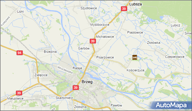 mapa Pisarzowice gmina Lubsza, Pisarzowice gmina Lubsza na mapie Targeo