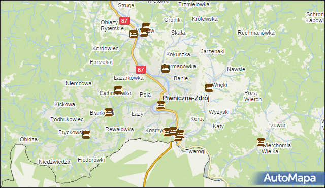mapa Piwniczna-Zdrój, Piwniczna-Zdrój na mapie Targeo