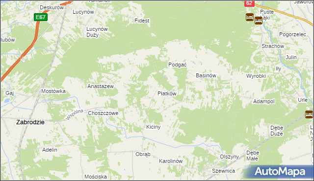 mapa Płatków gmina Zabrodzie, Płatków gmina Zabrodzie na mapie Targeo
