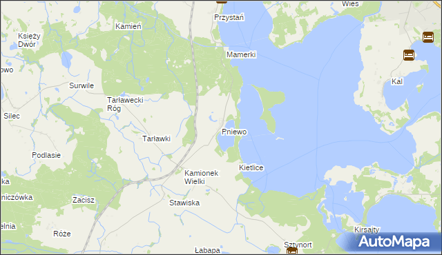 mapa Pniewo gmina Węgorzewo, Pniewo gmina Węgorzewo na mapie Targeo