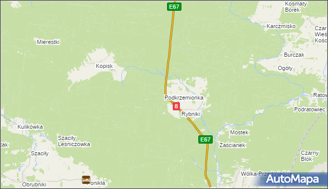 mapa Podkrzemionka, Podkrzemionka na mapie Targeo