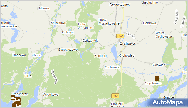 mapa Podlesie gmina Orchowo, Podlesie gmina Orchowo na mapie Targeo