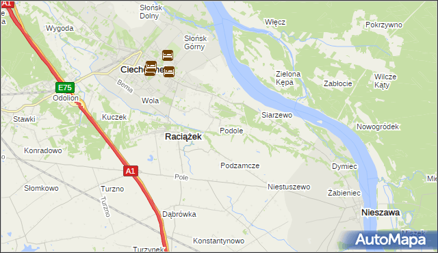 mapa Podole gmina Raciążek, Podole gmina Raciążek na mapie Targeo
