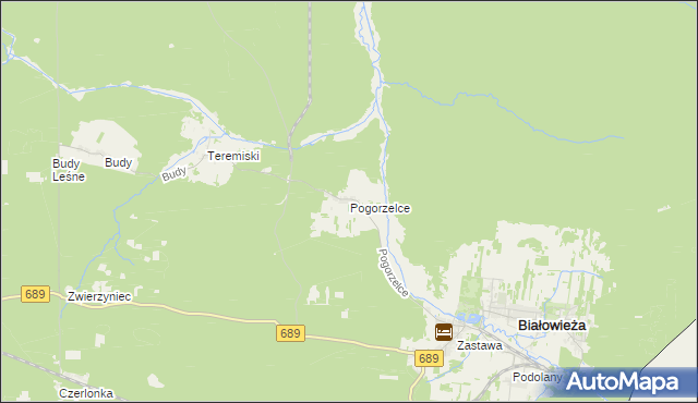 mapa Pogorzelce, Pogorzelce na mapie Targeo