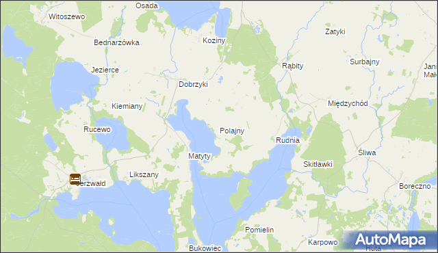 mapa Polajny, Polajny na mapie Targeo