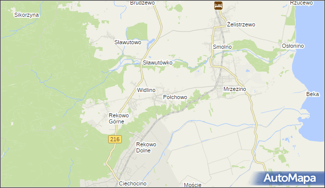 mapa Połchowo gmina Puck, Połchowo gmina Puck na mapie Targeo