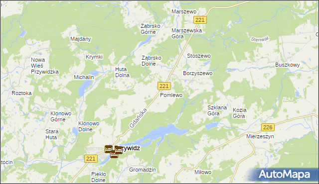 mapa Pomlewo, Pomlewo na mapie Targeo
