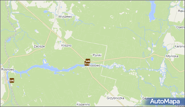 mapa Poniki gmina Manowo, Poniki gmina Manowo na mapie Targeo