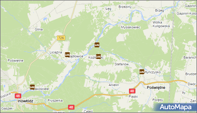 mapa Ponikła gmina Poświętne, Ponikła gmina Poświętne na mapie Targeo